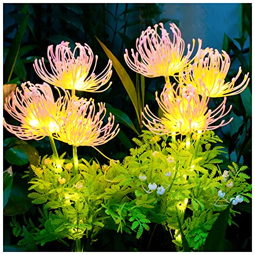 Solar Garden Lights, Solar Flowers Lights with Glowing Flowers & Stems, Upgraded Solar Panel, Solar Lights Outdoor for Garden Decoration,Yard Decor and Gift for Mother (2 Pack)