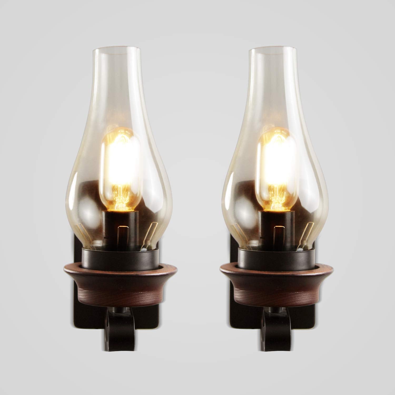 Rustic Wall Sconce Vintage Farmhouse Wall Light Fixtures Industrial Glass Wall Lamp for Cabin Bedroom Living Room Hallway Fireplace (2PCS)