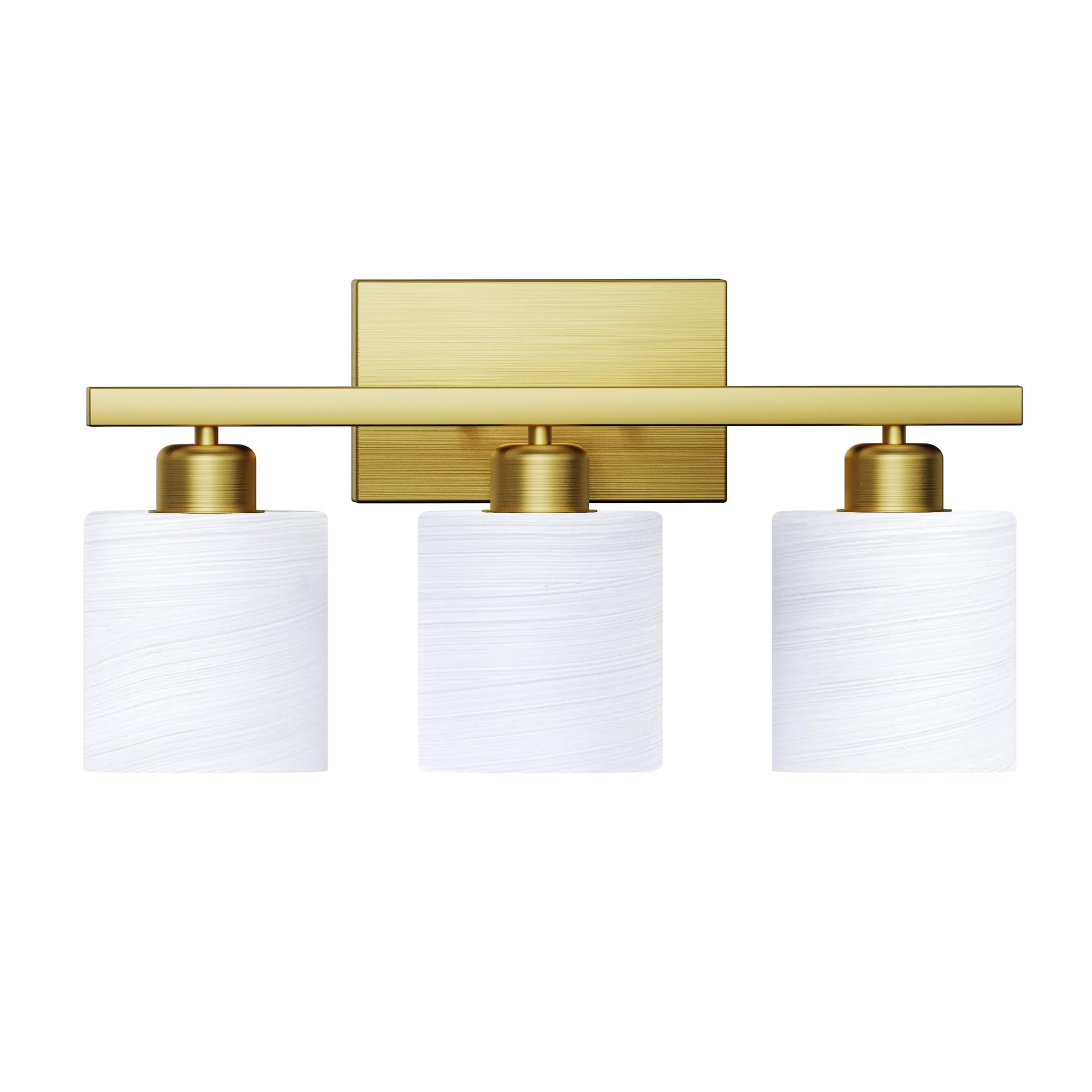 Bathroom Light Fixtures, Bathroom Lighting Fixtures Over Mirror, Classic Vanity Lights, Modern Bathroom Vanity Light with Textured Frosted Opal White Glass Shades, Brushed Nickel, 3-Light