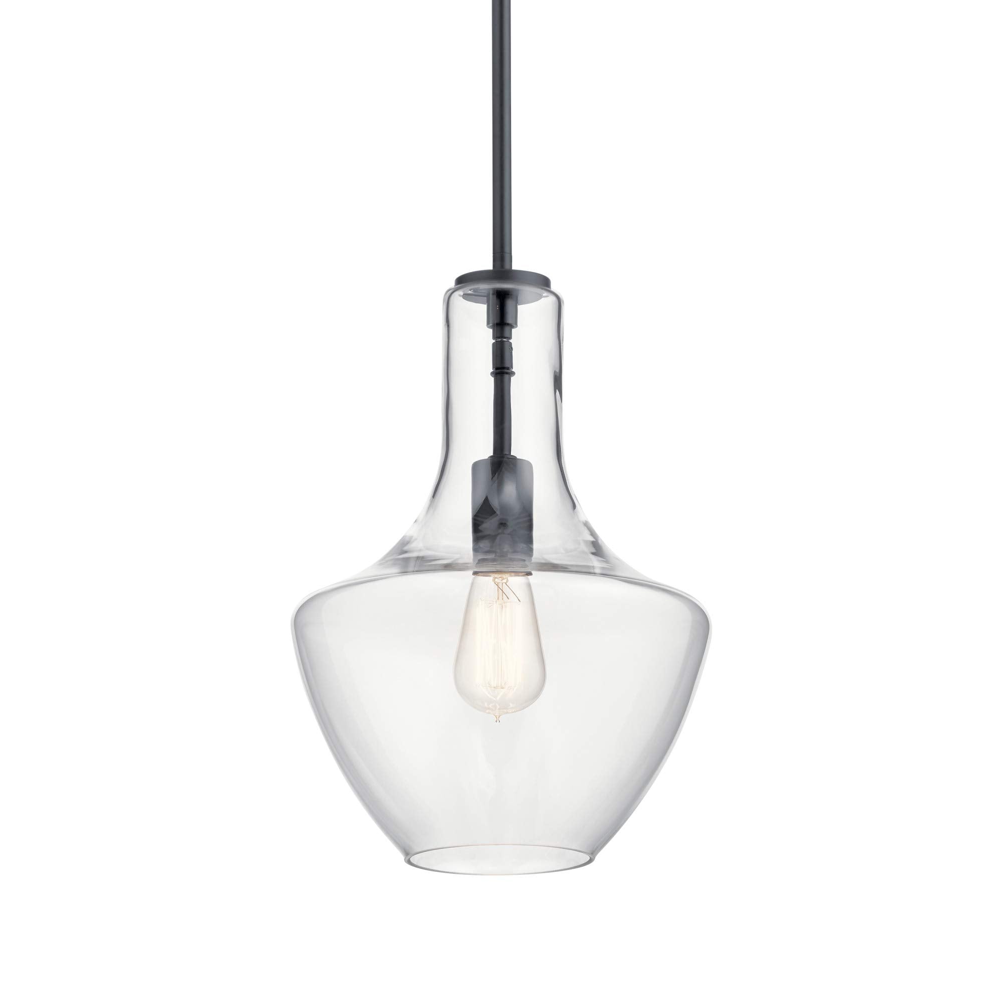 19.75" Kitchen Bell Pendant in Olde Bronze®, 1-Light Clear Glass Pendant Light, (19.75" H x 13.75" W), 42046OZ