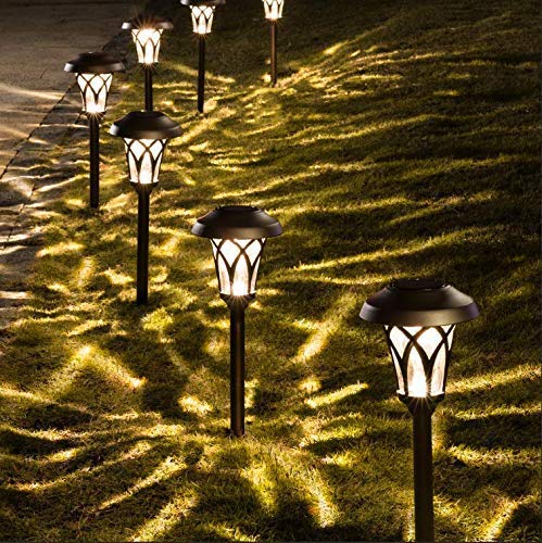 Solar Lights Outdoor 6 Pack, Brown Solar Landscape Lights Warm White, Super Bright High Lumen Waterproof Metal Automatic Solar Lights for Yard, Pathway, Garden, Walkway