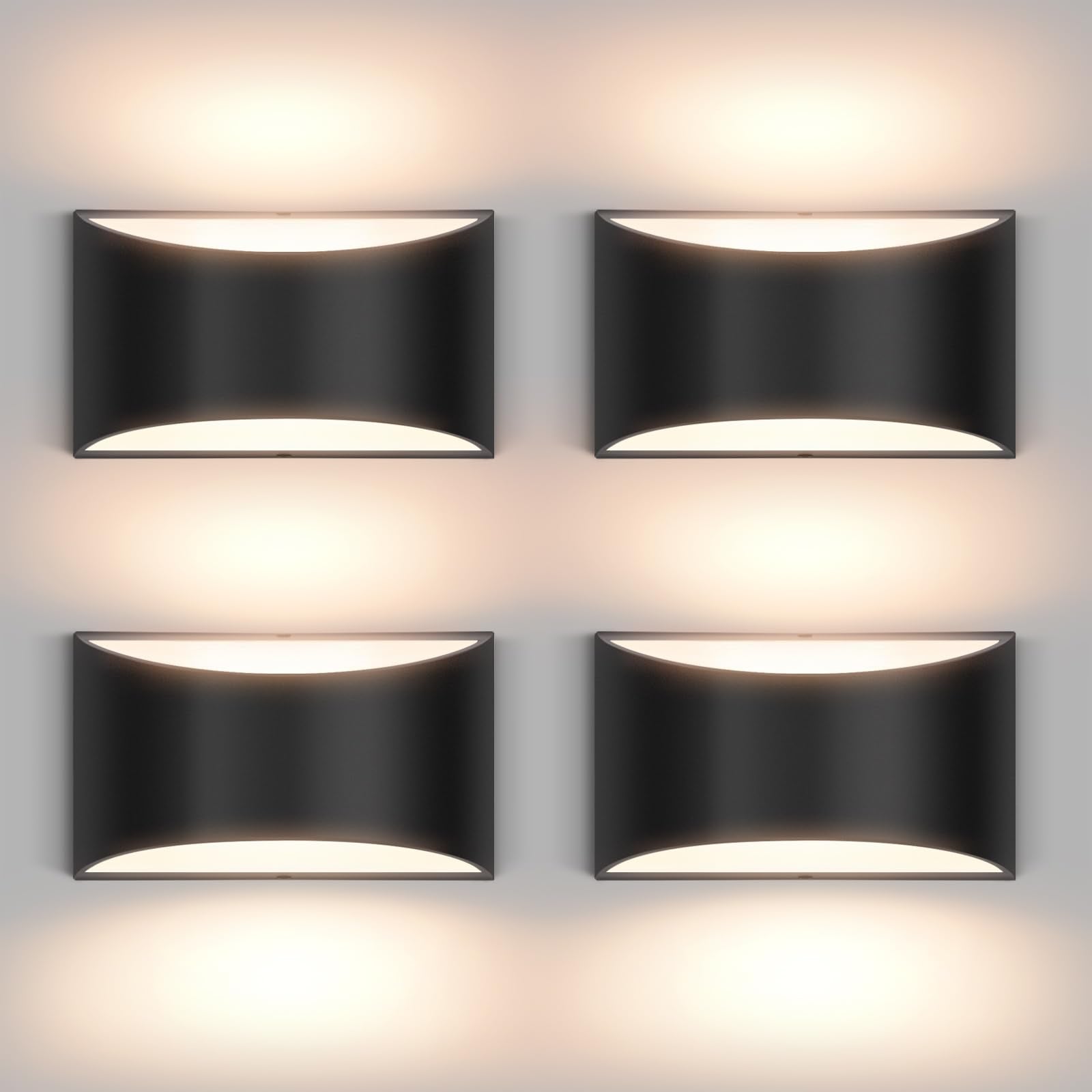 4 Pack Black Modern LED Wall Sconces Light Hardwired Wall Sconces Indoor Up and Down Sconces Wall Lamps for Living Room, Bedroom, Hallway Warm White 3000K(with G9 Bulbs)