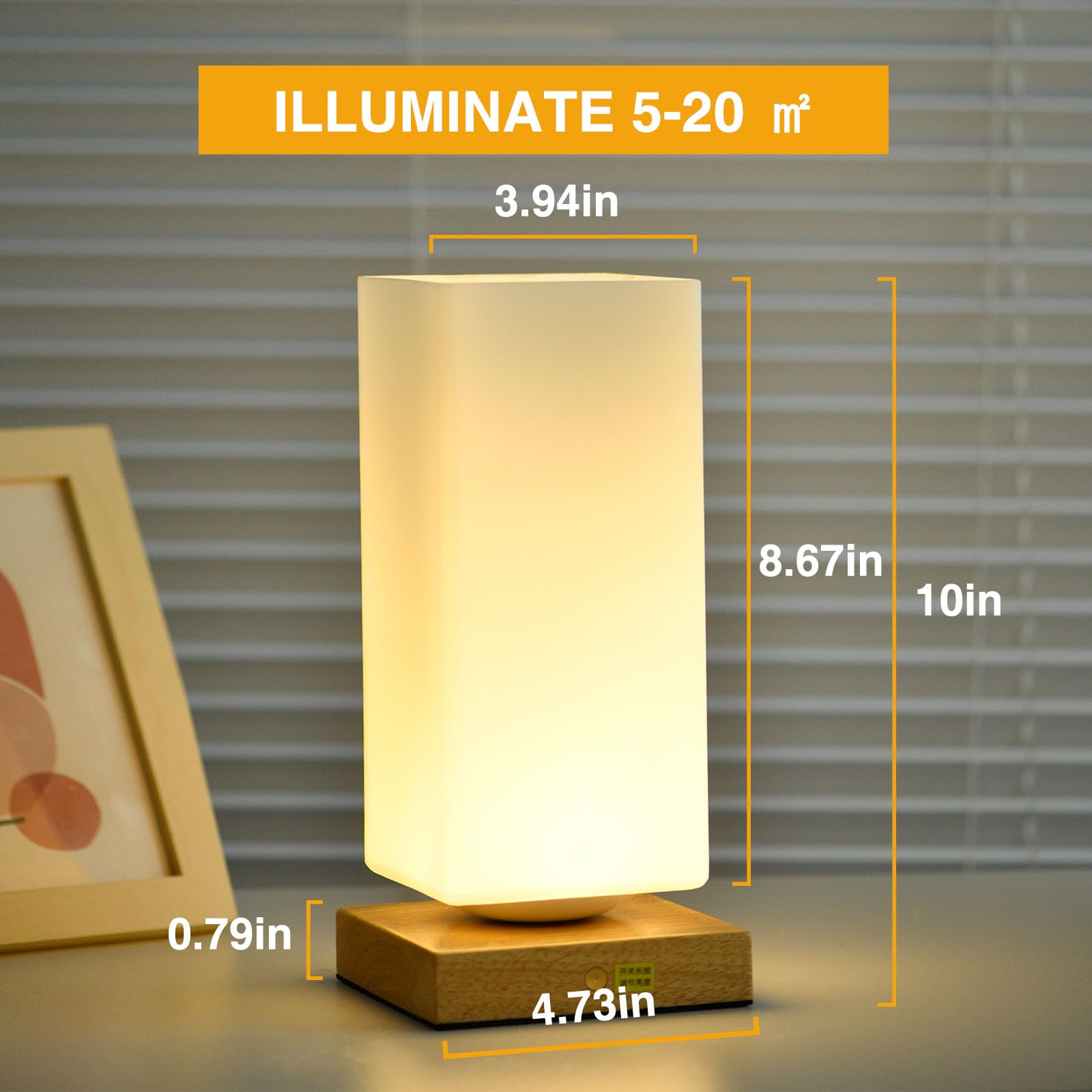 Vase Lamp Table Lamp USB Charge Flower Lamp Vase Table Lamp Dimmable Bedside Lamp Frosted Glass Shade with Wood Base for Bedroom Living Room Office Desk