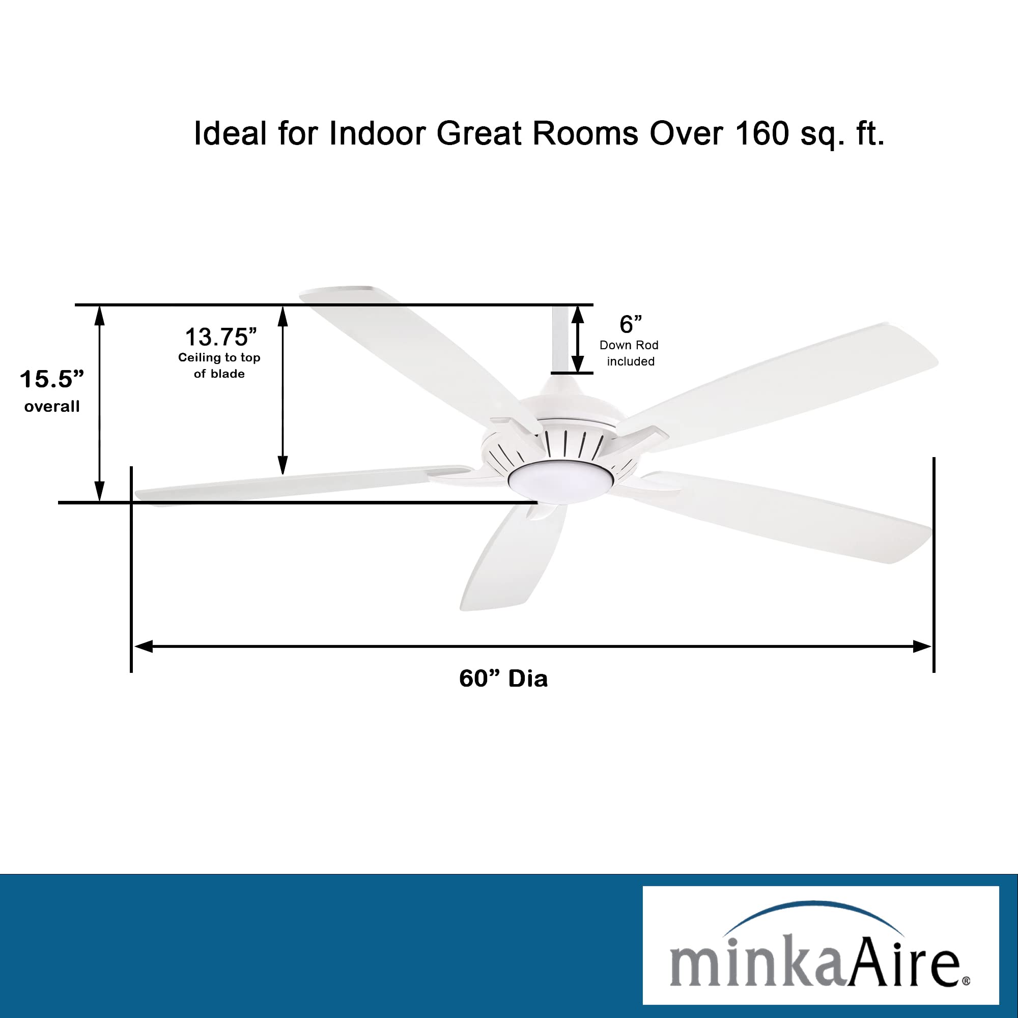 60" Ceiling Fan with LED Light & Remote, Oil Rubbed Bronze