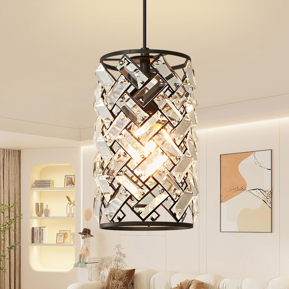 Modern Crystal Gold Pendant Light Fixtures for Kitchen Island Luxury Gold Chandelier Perfect for Dining Room, Bedroom, Kitchen, Living Room