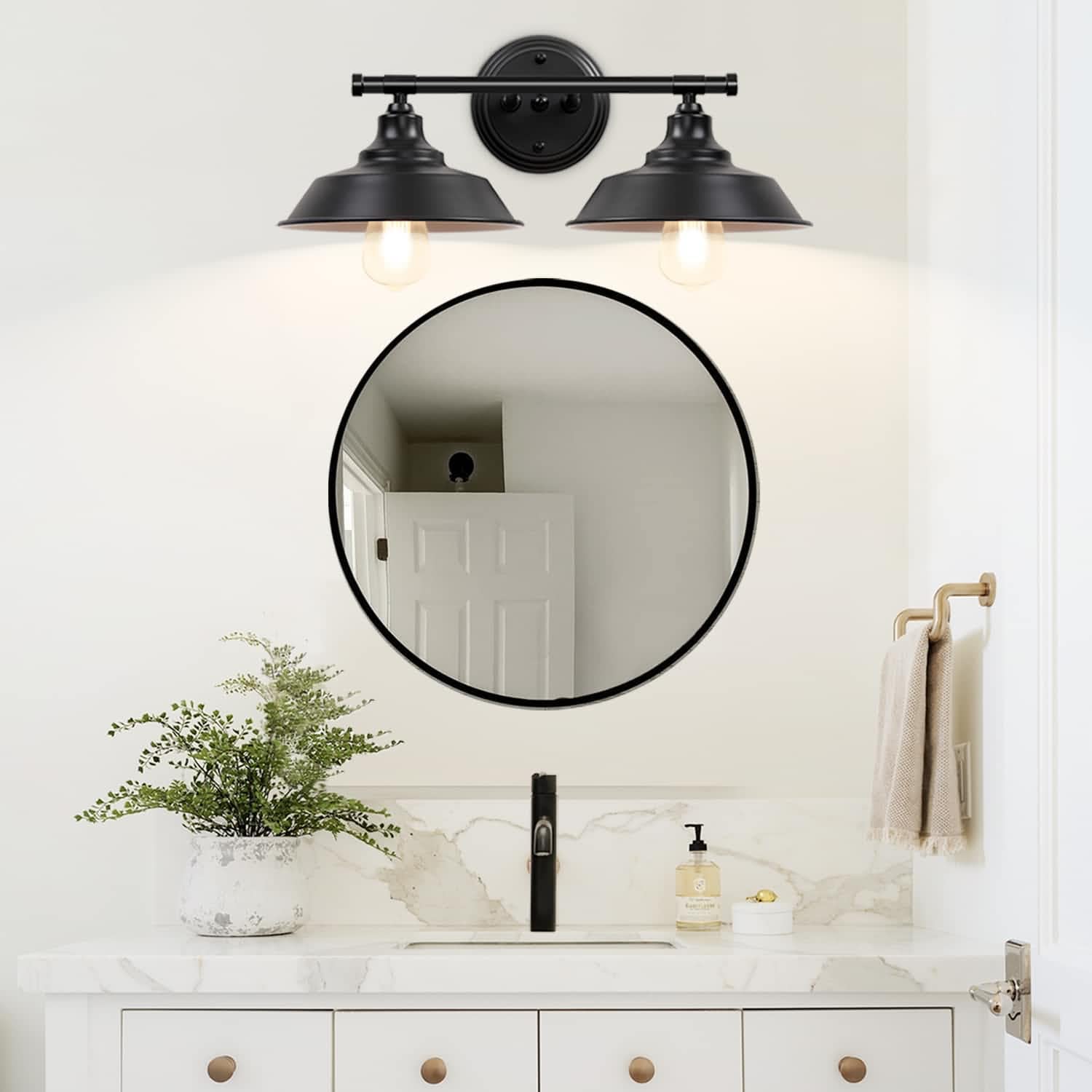 Farmhouse Bathroom Vanity Light Fixtures Black, Metal Bathroom Lights Over Mirror 2-Lights, Farmhouse Bathroom Light Fixtures, Black Vanity Light for Bathroom, Vanity, Mirror Cabinet