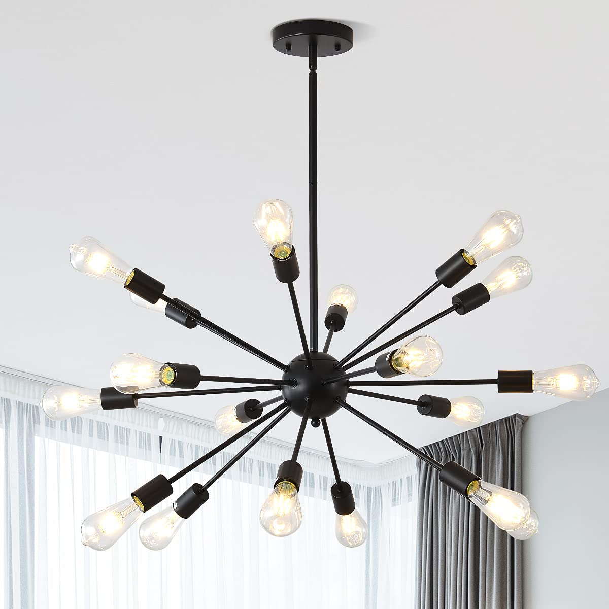 Sputnik Chandeliers 18-Light, Large Modern Mid Century Ceiling Light, Adjustable Anti-Rust Light Fixture, Gold Luxury Chandelier Shades for Dining Room Hallway Foyer Bedroom and Living Room