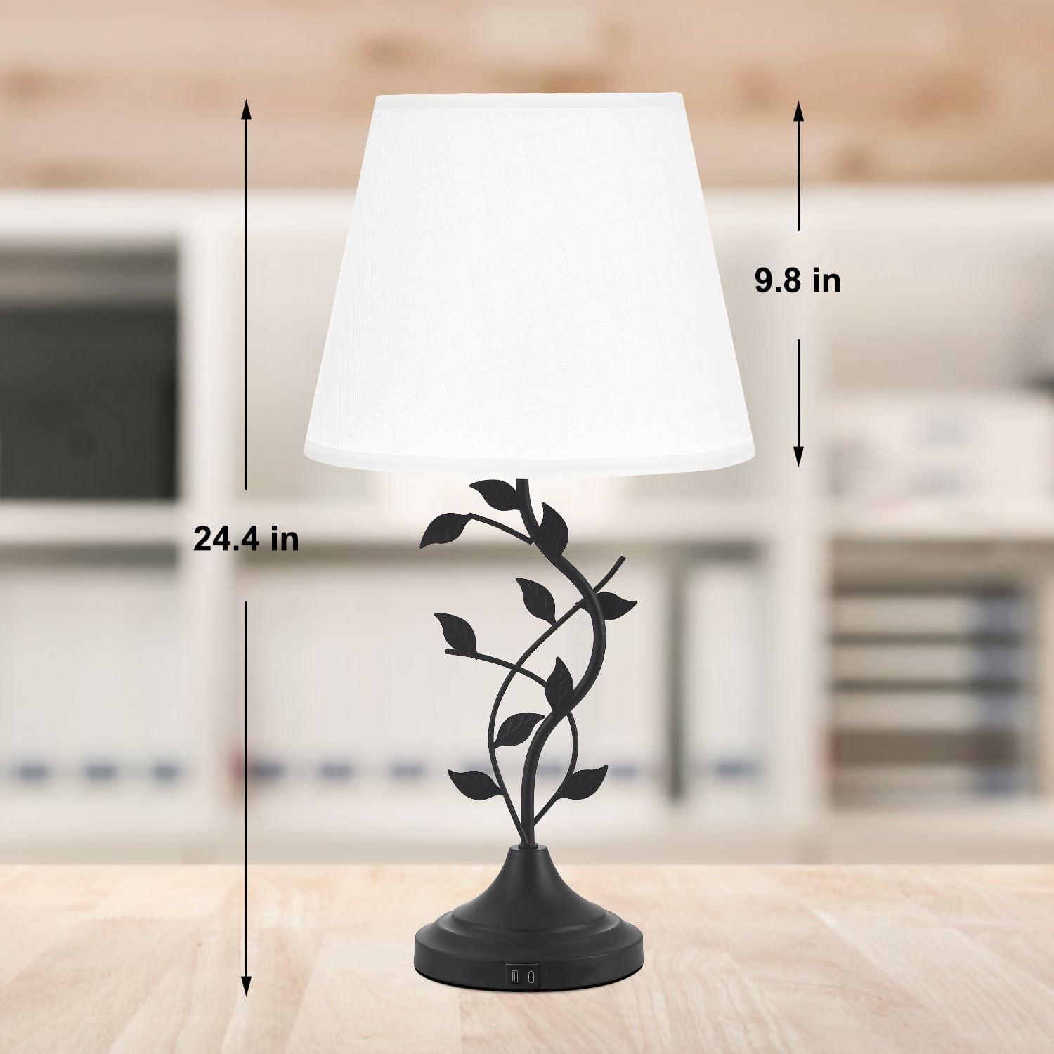 USB Charging Bedside Nightstand Lamp for Living Room and Bedroom - Traditional Tall Retro Desk Lamp with USB-A and USB-C Ports