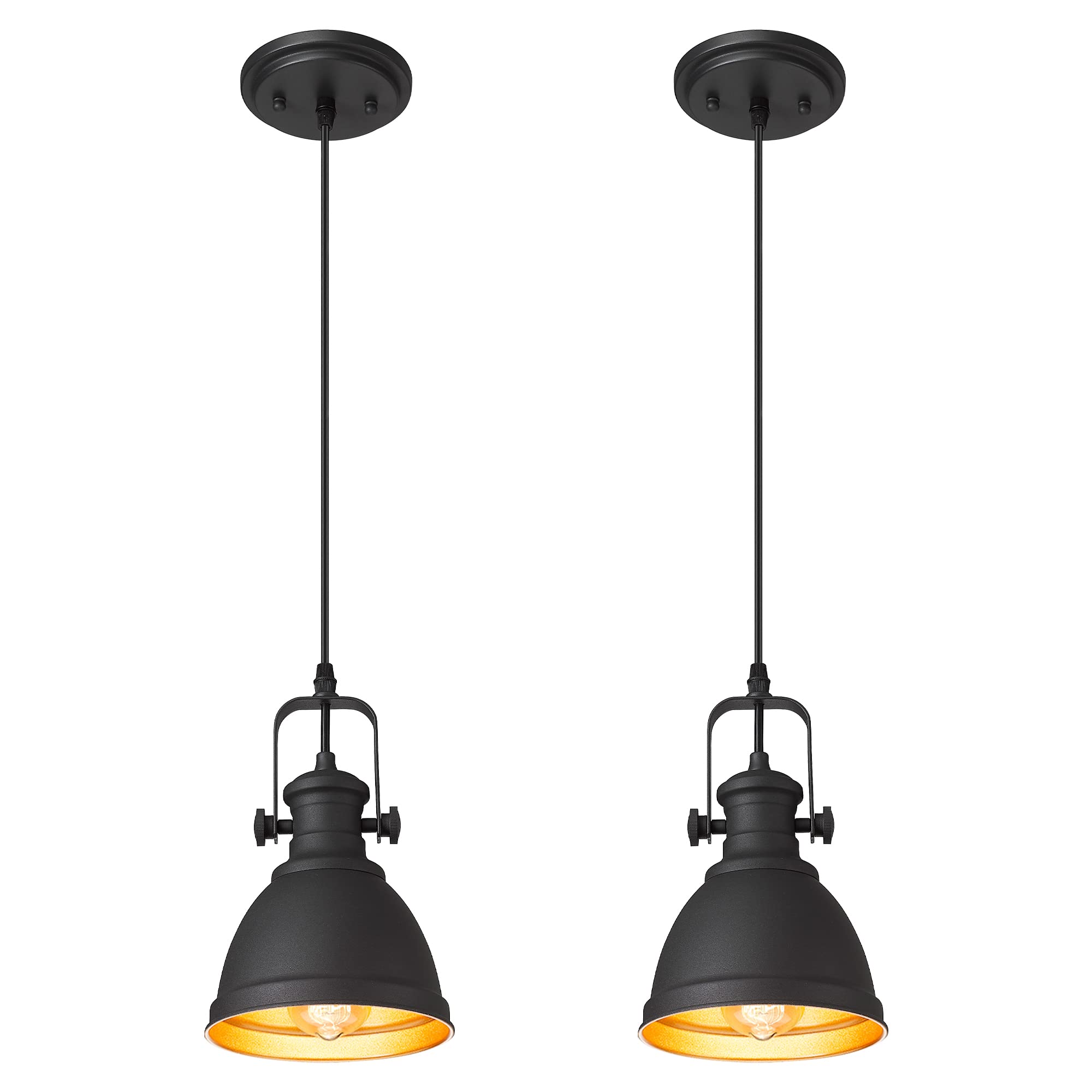 Pendant Lights, Minimalist Pendant Lighting for Kitchen Island, Hanging Light Fixtures with Black Metal, 3-Pack, AD-2151-1P3