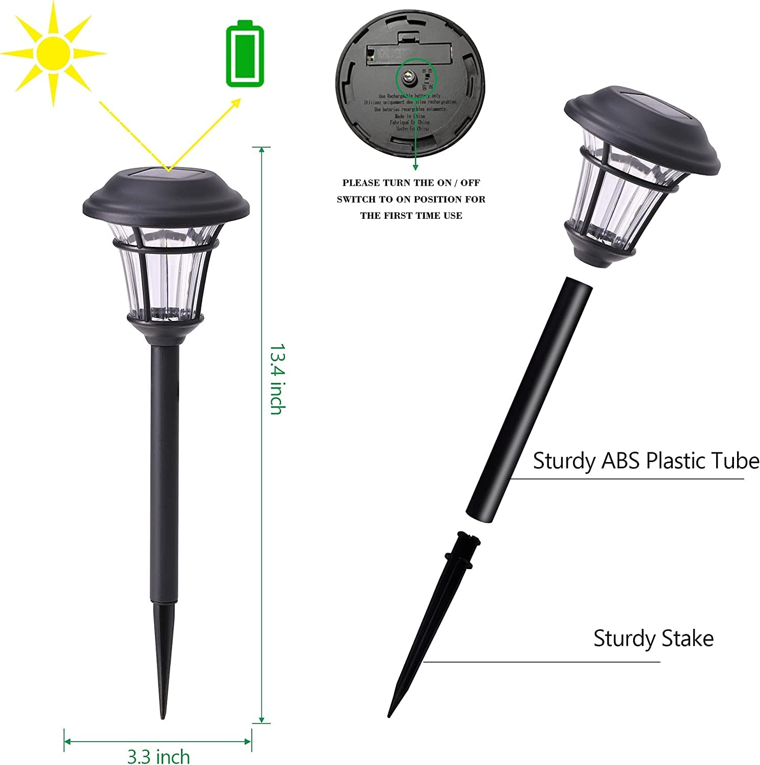 12 Pack Solar Pathway Lights Outdoor Solar Garden Lights for Patio, Yard, Driveway