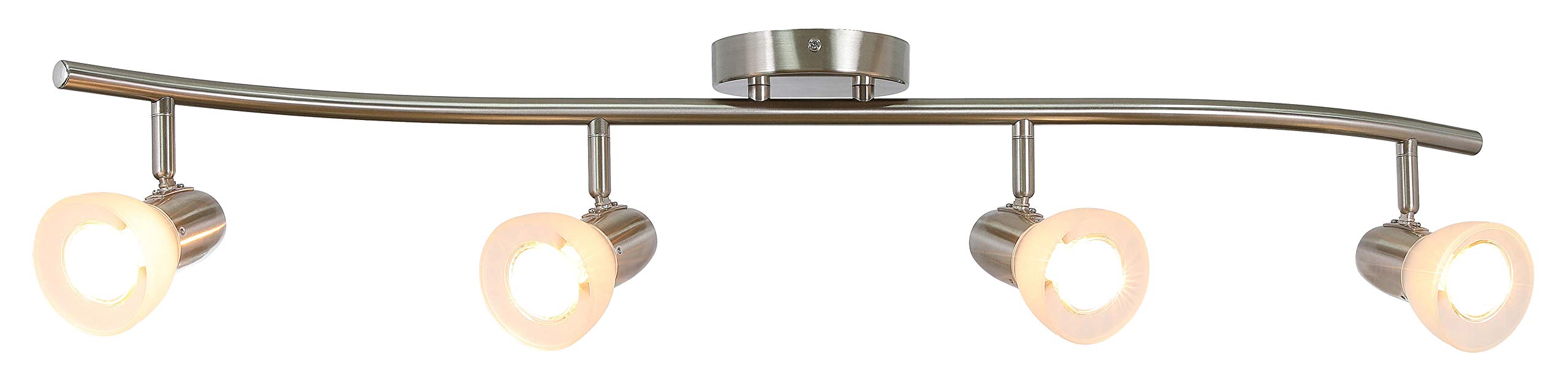 Track Light, 4 Light Kitchen Track Lighting, Modern S-Shaped Ceiling Track Light Bar Brushed Nickel Finish XB-TR1223-4-BN