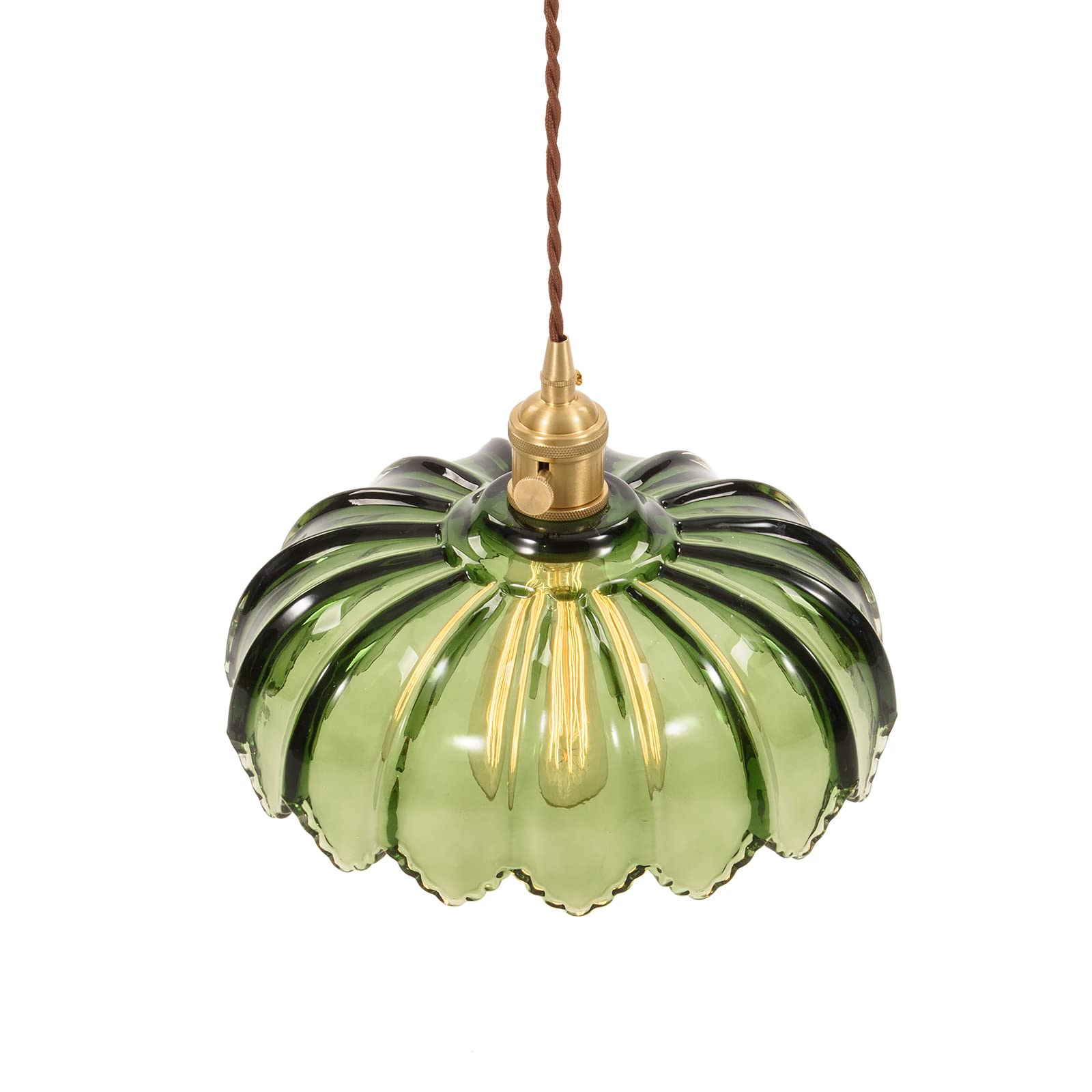 Glass Pendant Light Vintage Light Fixtures, Glass Pendant Lights Kitchen Island, Gold Pendant Light, Modern Chandelier Pendant Shade Green Light Fixture for Bedroom Hotel Dining Room