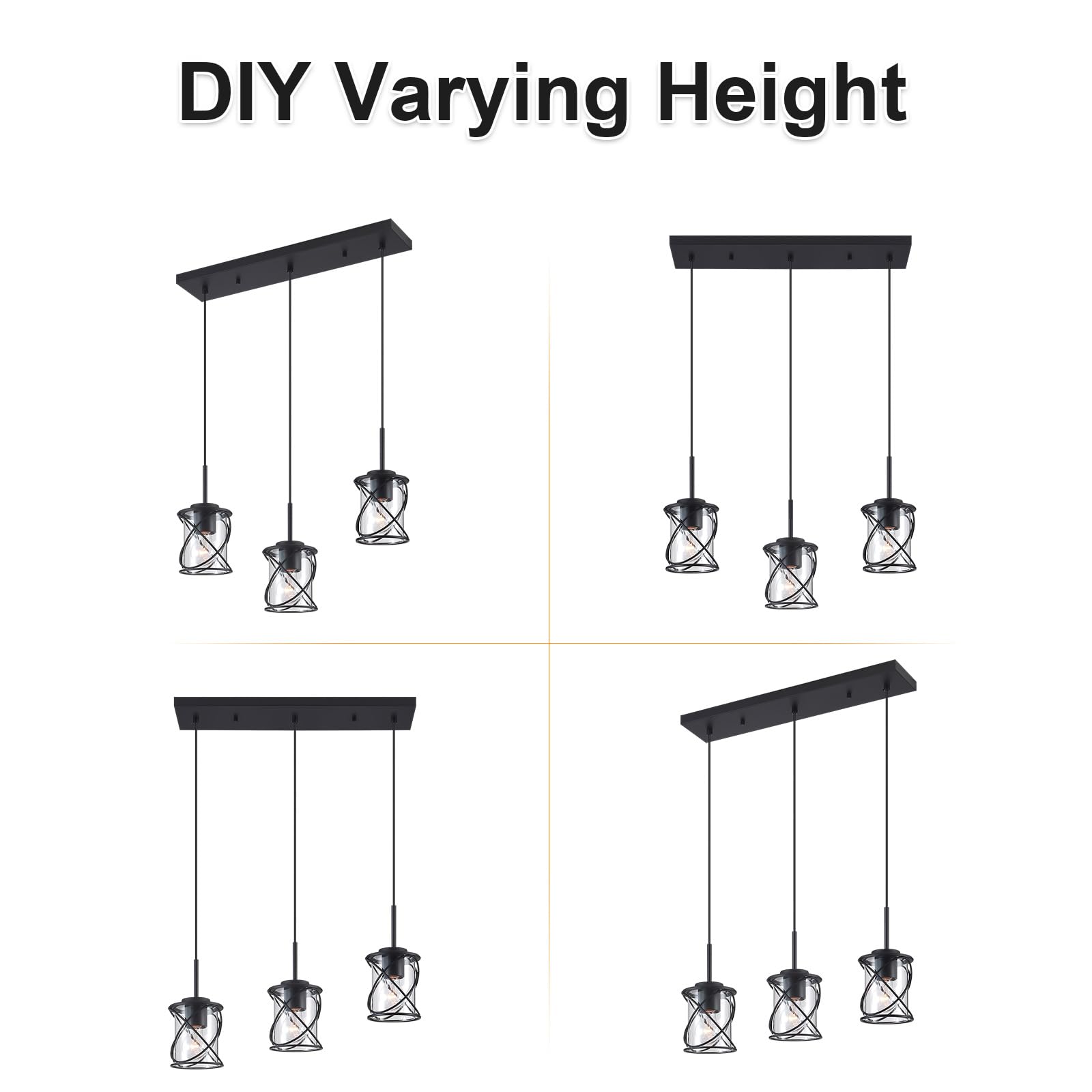 Modern Kitchen Island Pendant Lighting Adjustable Hanging Ceiling Lamp, Linear Pendant Light for Kitchen Island, 6-Light Hanging Chandelier Light for Dining Room, Brushed Nickel