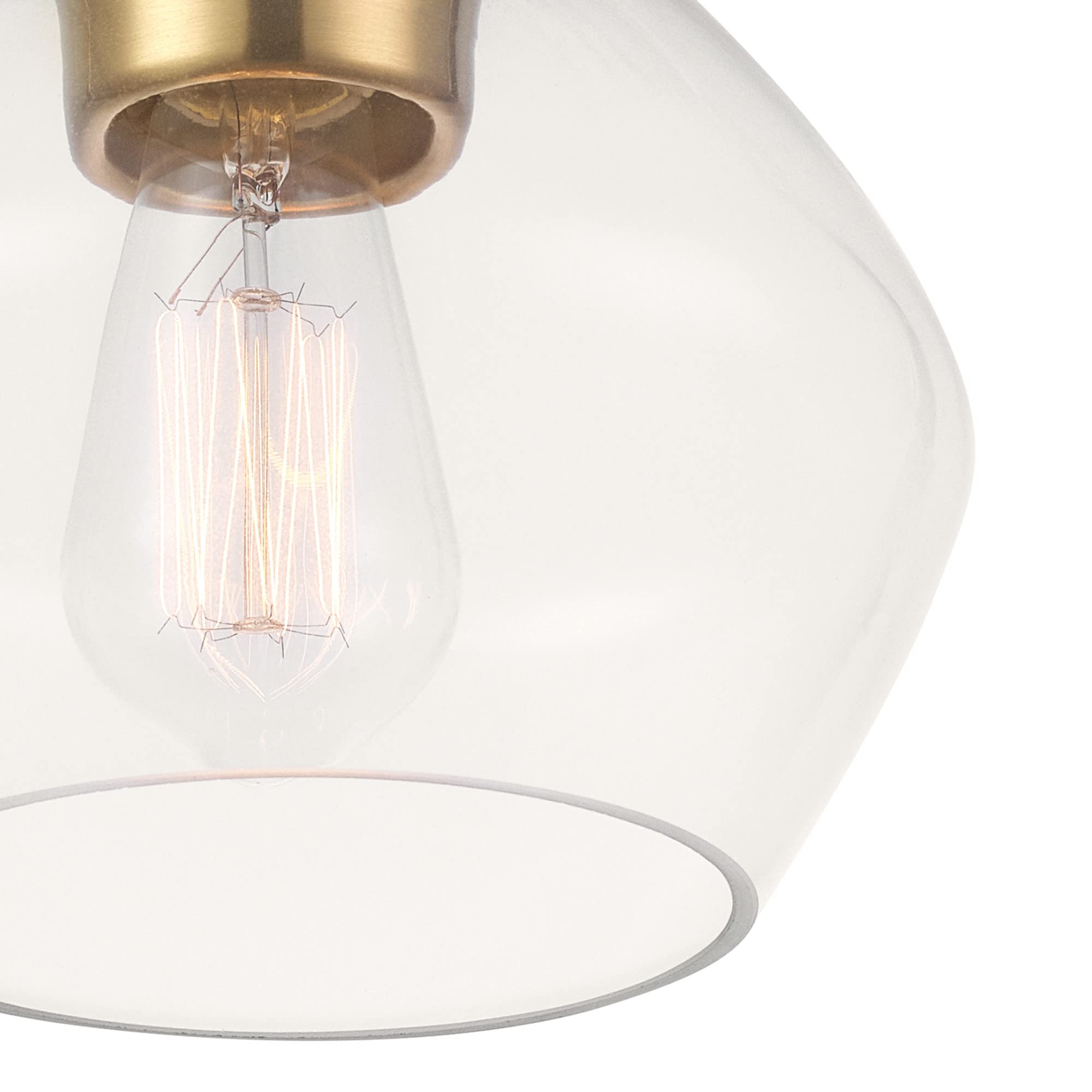 1-Light Semi-Flush Mount Ceiling Lighting, Matte Brass, Clear Glass Shade, Bulb Not Included