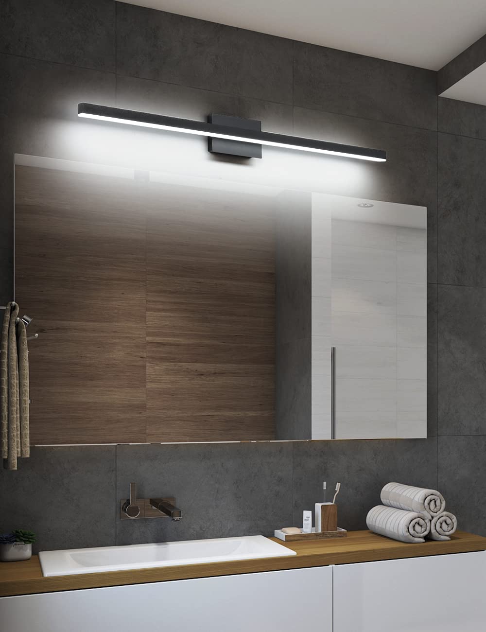 Joossnwell LED Bathroom Vanity Lighting Fixture Modern Bath Light Bar 15.75inch Black Wall Sconce 12W 4000K