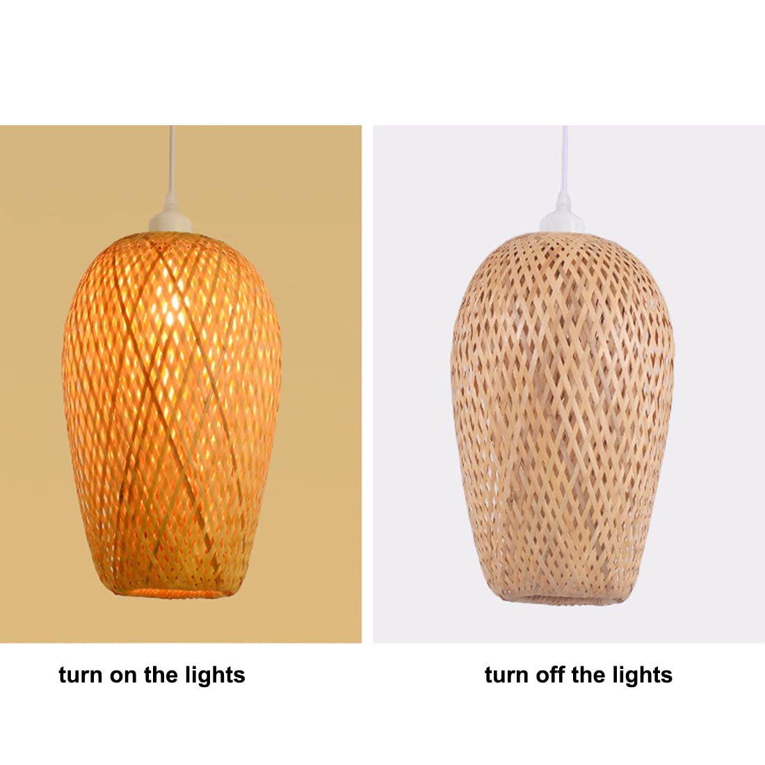 Rattan Pendant Light Bamboo Hanging Light 3-Lights Boho Pendant Light Fixture Woven Basket Wicker Shade Rattan Chandelier for Living Room Dining Room Kitchen