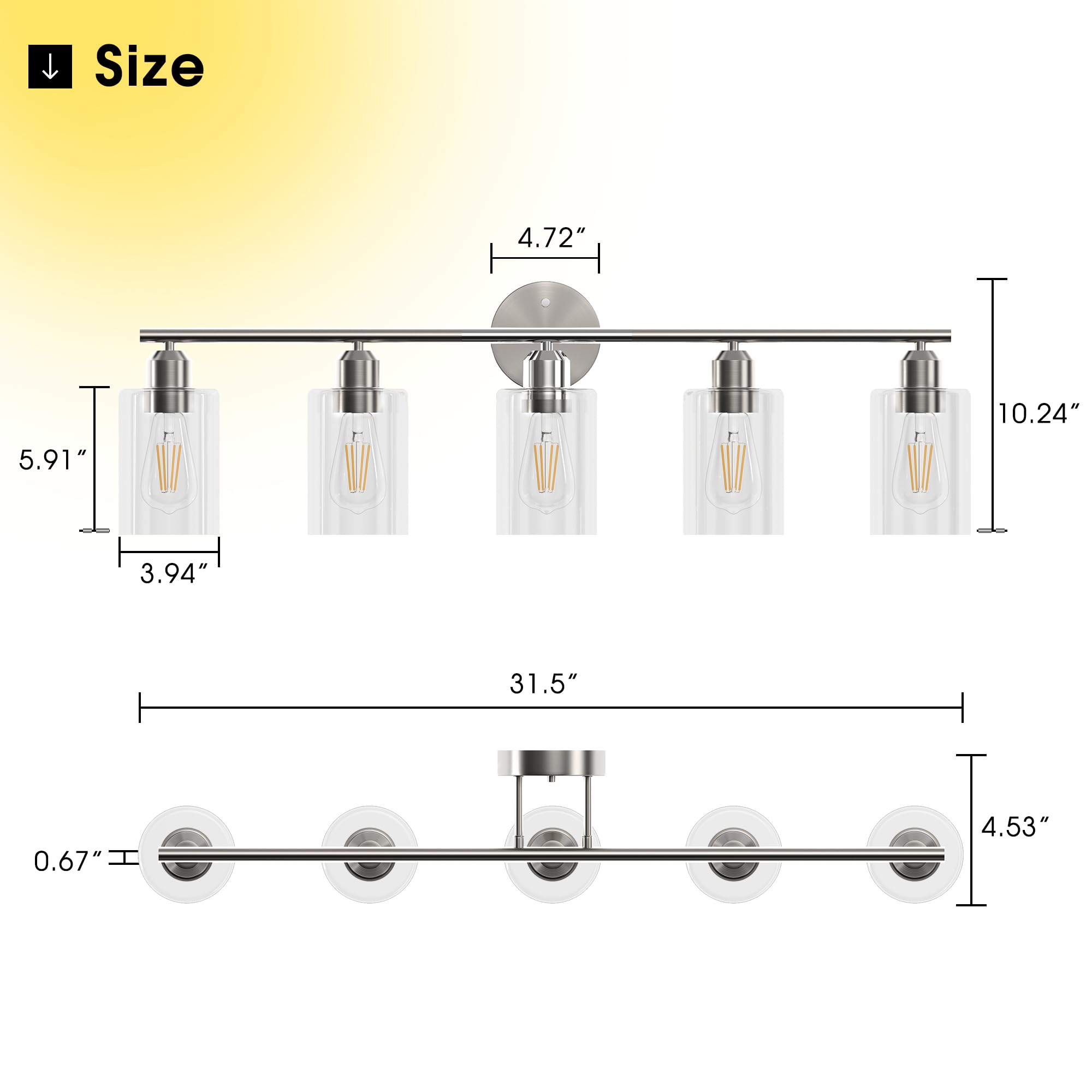 Bathroom Vanity Light Fixtures Matte Black Bathroom Lighting Fixture, 3 Lights Bathroom Light Fixture Over Mirror, Modern Black Vanity Light, UL Certified Wall Sconces with Glass Shades