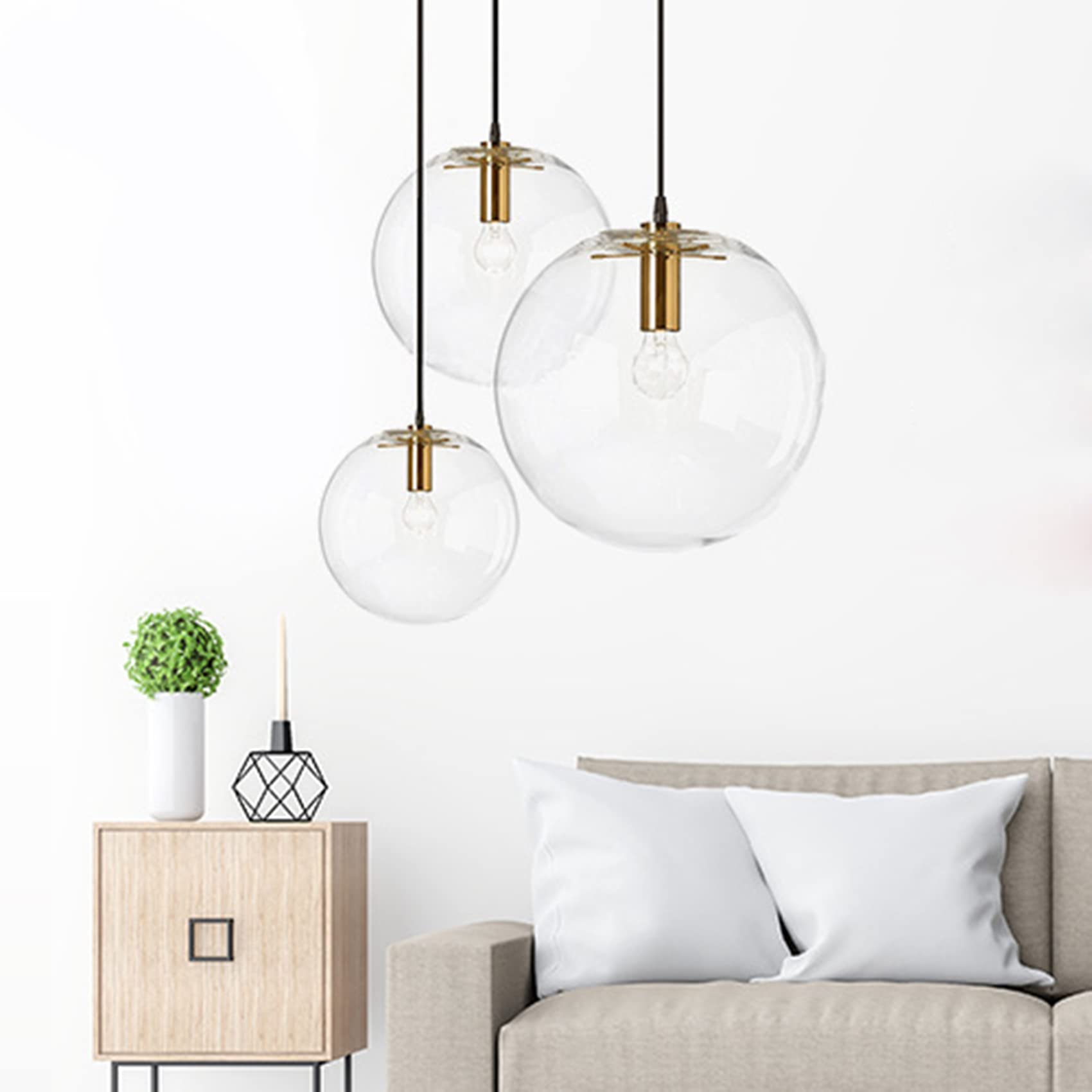 3-Light Multi Pendant Light Fixture Modern Pendant Lighting Chandelier Lamp for Living Room Bedroom Farmhouse (Gold)