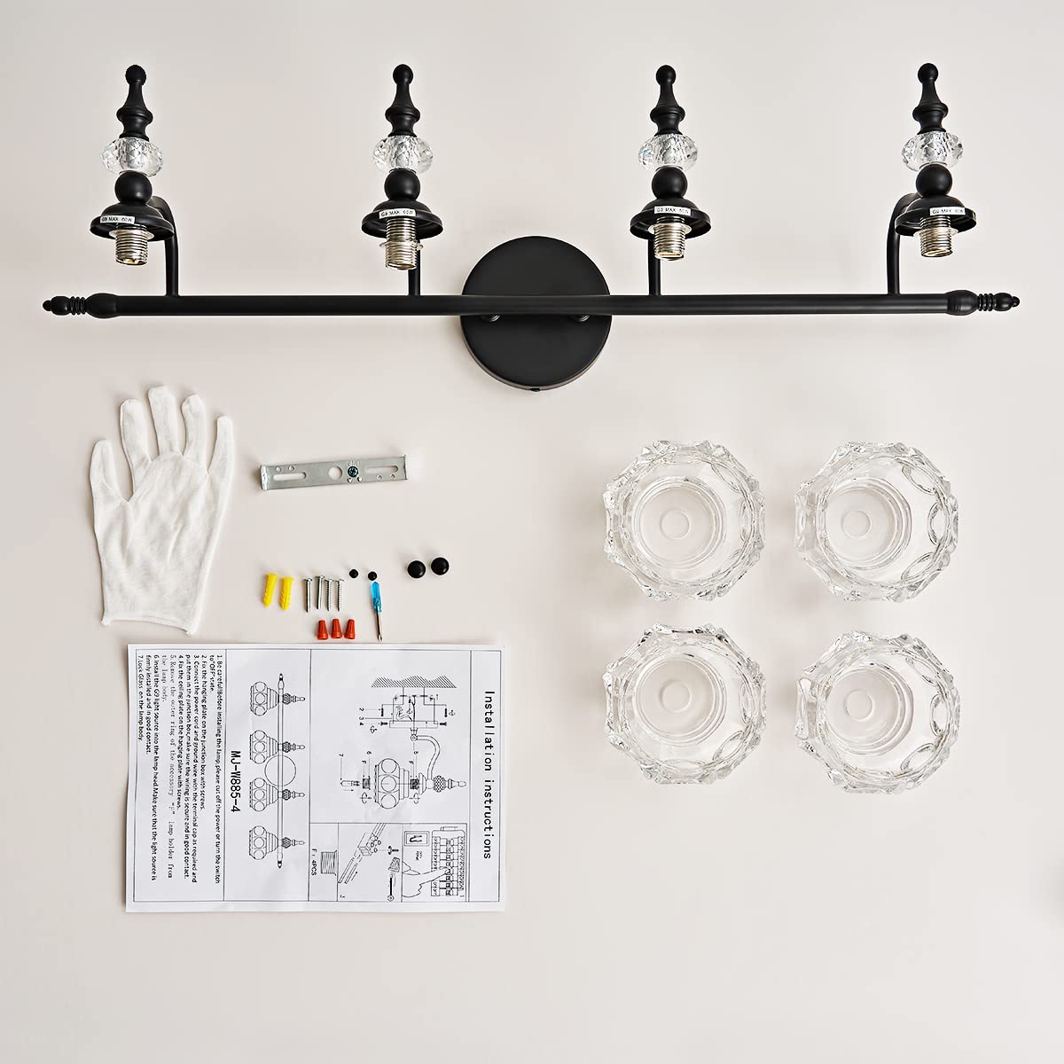 Industrial 1-Light Bathroom Vanity Light Fixture, Black Wall Source with Glass Shade, Rust-Proof and Durable, Using G9 Bulbs for Bedroom, Bathroom, Living Room