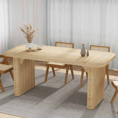 Mesa de comedor rectangular Mirah de 62" para 4-6 | Mesa de comedor de cocina minimalista de madera