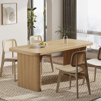 Mirah 62" Rectangular Dining Table for 4-6 | Minimal Wooden Kitchen Dinner Table