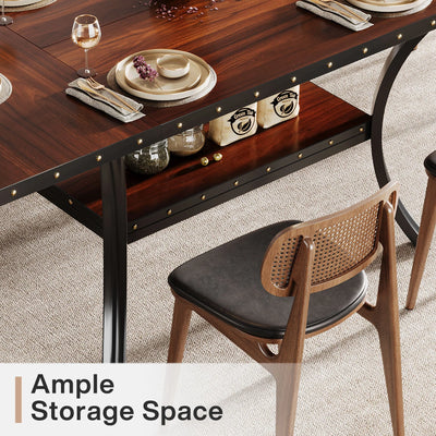 Mesa de comedor de madera Ciesta | Mesa de cocina rectangular en color marrón dorado y negro para 4-6 personas