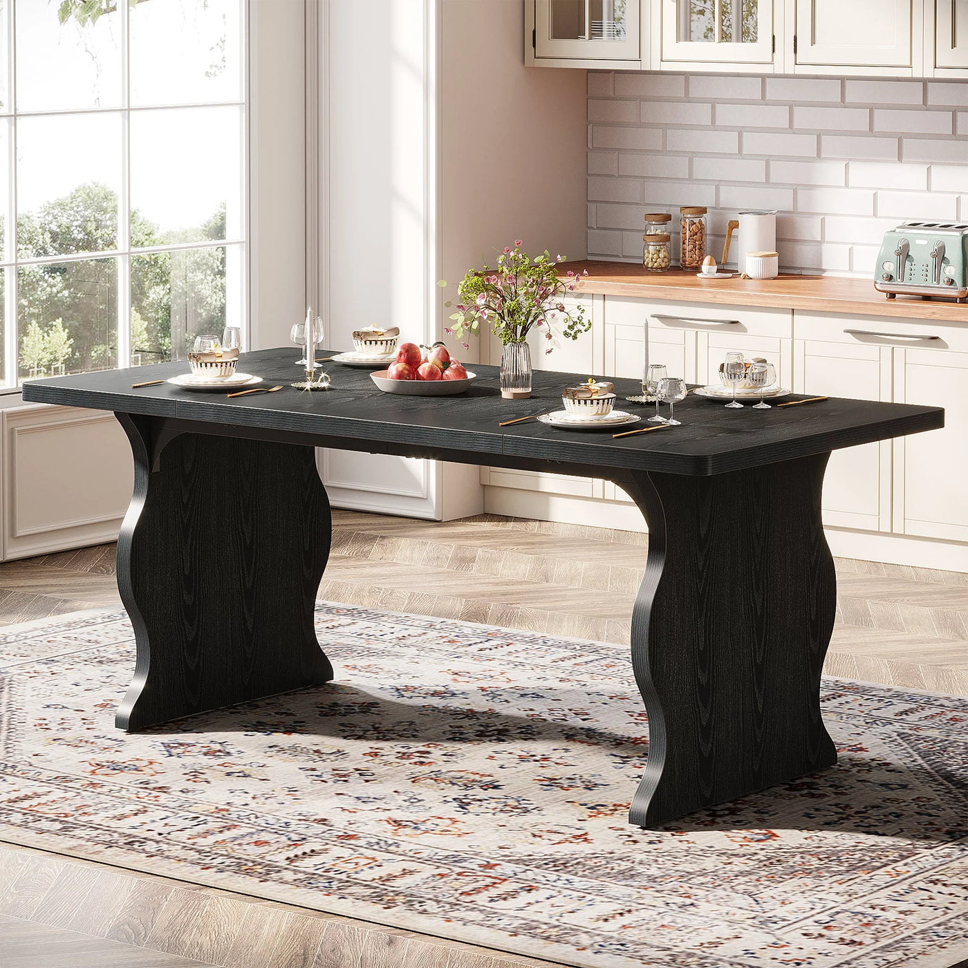 Highlight 63" Dining Table | Modern Black Wood Rectangular Kitchen Table for 4-6