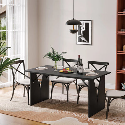 Celine Black Dining Table | Modern Rectangular Wooden Kitchen Table for 4-6