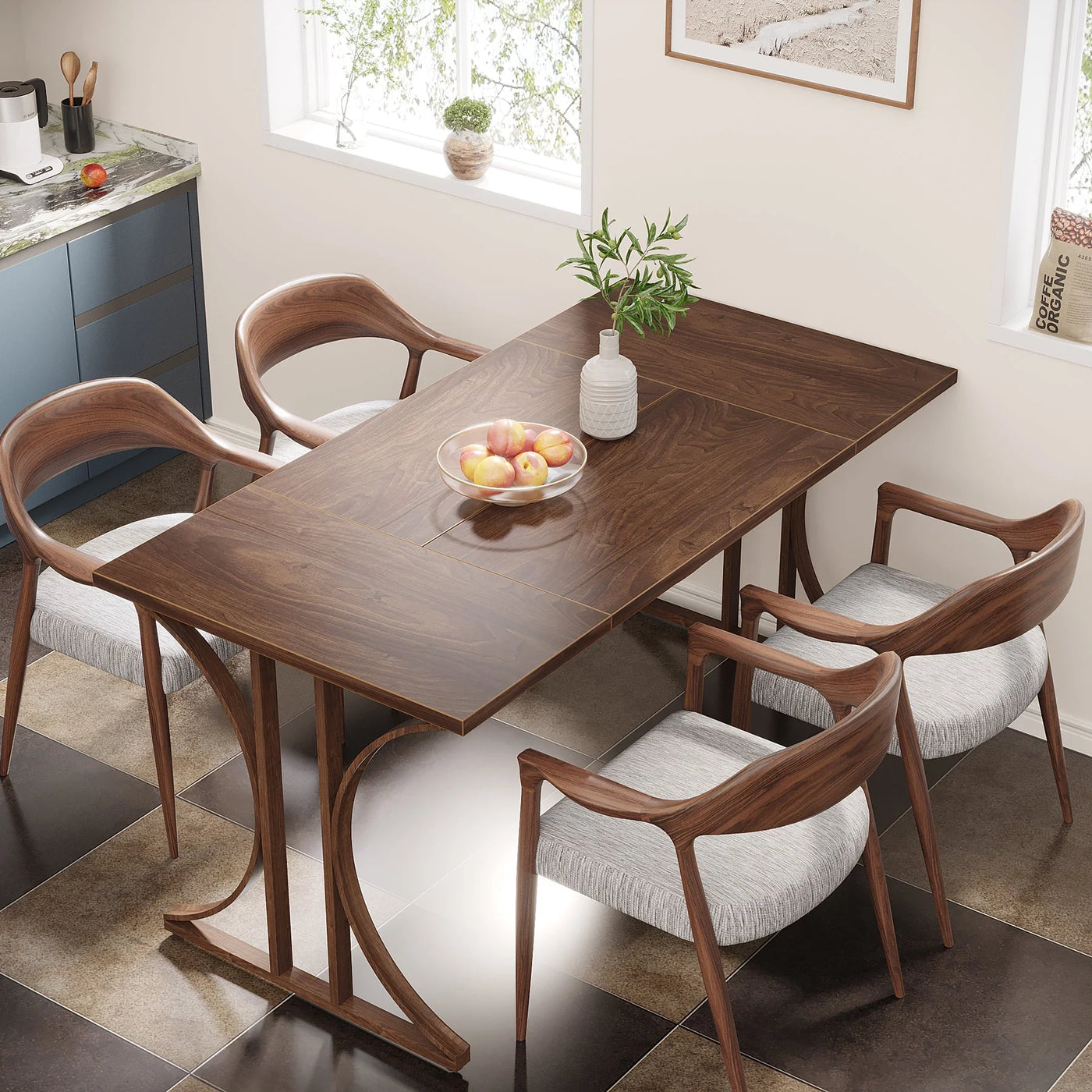 Mesa de comedor de madera Sienta | Mesa de Cocina Rectangular para 4 a 6 Personas