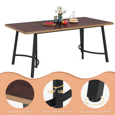 Mesa de comedor Ivan de 63" | Mesa de cocina rectangular de madera con estructura de metal para 4-6 personas