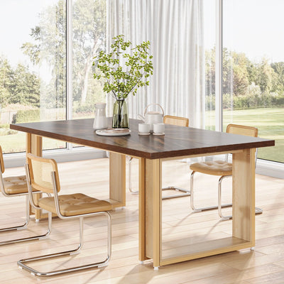 Mesa de comedor Hewitt de 63 pulgadas para 4-6 | Mesa de cocina rectangular de madera para comedor
