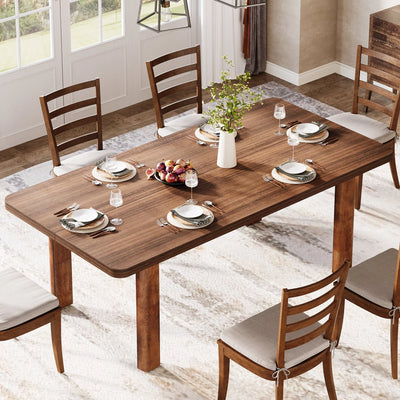 Revince 63-Inch Dining Table | Wooden Farmhouse Kitchen Table for 4-6