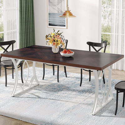 Torerno 63" Rectangular Dining Table with Dark Wooden Tabletop Metal Legs for 6 People
