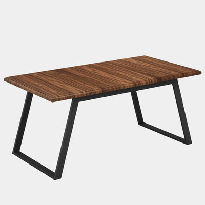 Mesa de comedor de madera sintética de 63" para 6 personas | Mesa de cocina rectangular con patas de metal