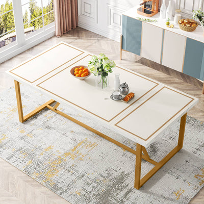 Cest Wooden Modern Dining Table | 70.9" Rectangle Dinner Table for 6-8 People