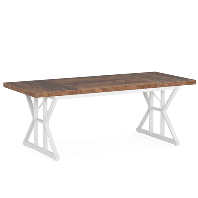 Brussel Wood Dining Table | Farmhouse Rectangular Industrial 70.8" Kitchen Table for 6 People