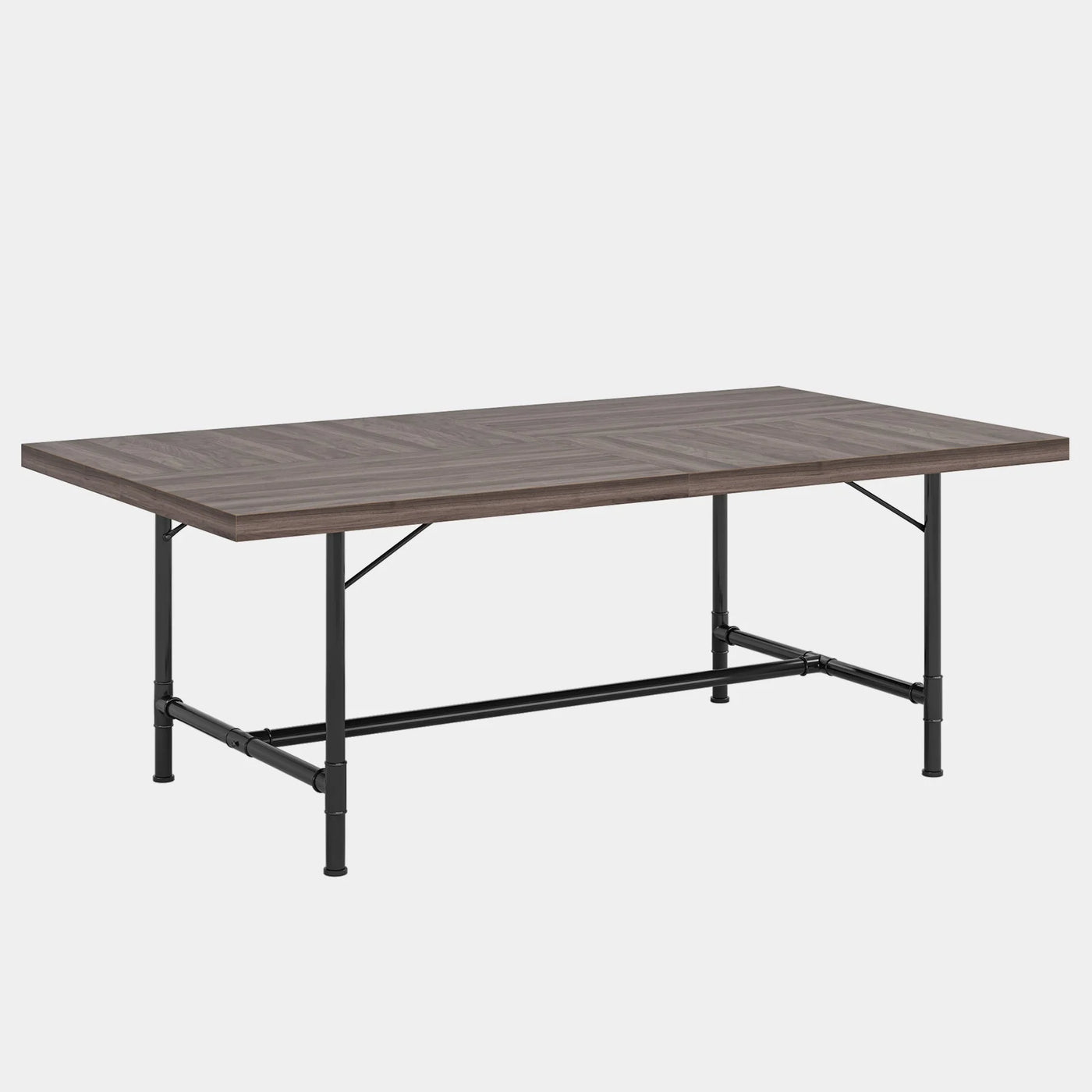 Mesa de comedor industrial Loin de 70,8 pulgadas, mesa de cocina para 6-8 personas, base de metal negro de madera