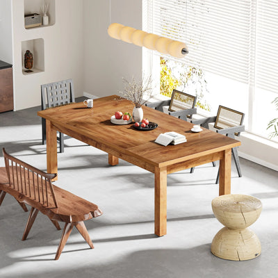Mesa de comedor de madera Jannik para 6-8 personas | Mesa de desayuno rectangular industrial de granja