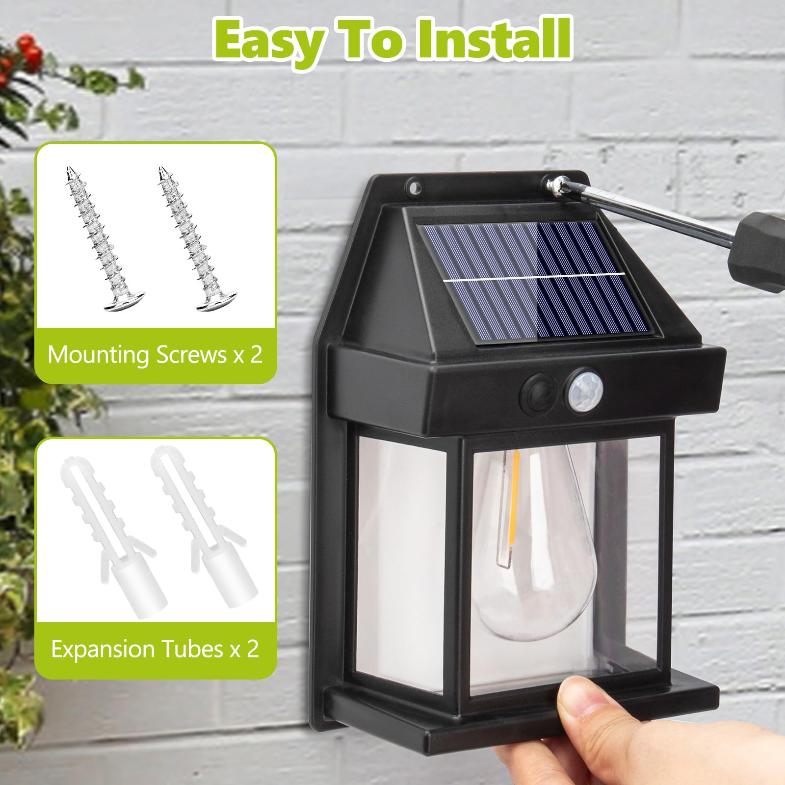 Solar Wall Lights Outdoor，Waterproof Solar Porch Light, Wireless Motion Sensor Outdoor Lights,Suitable for Patios, Garages, Sheds, Doors, Yards