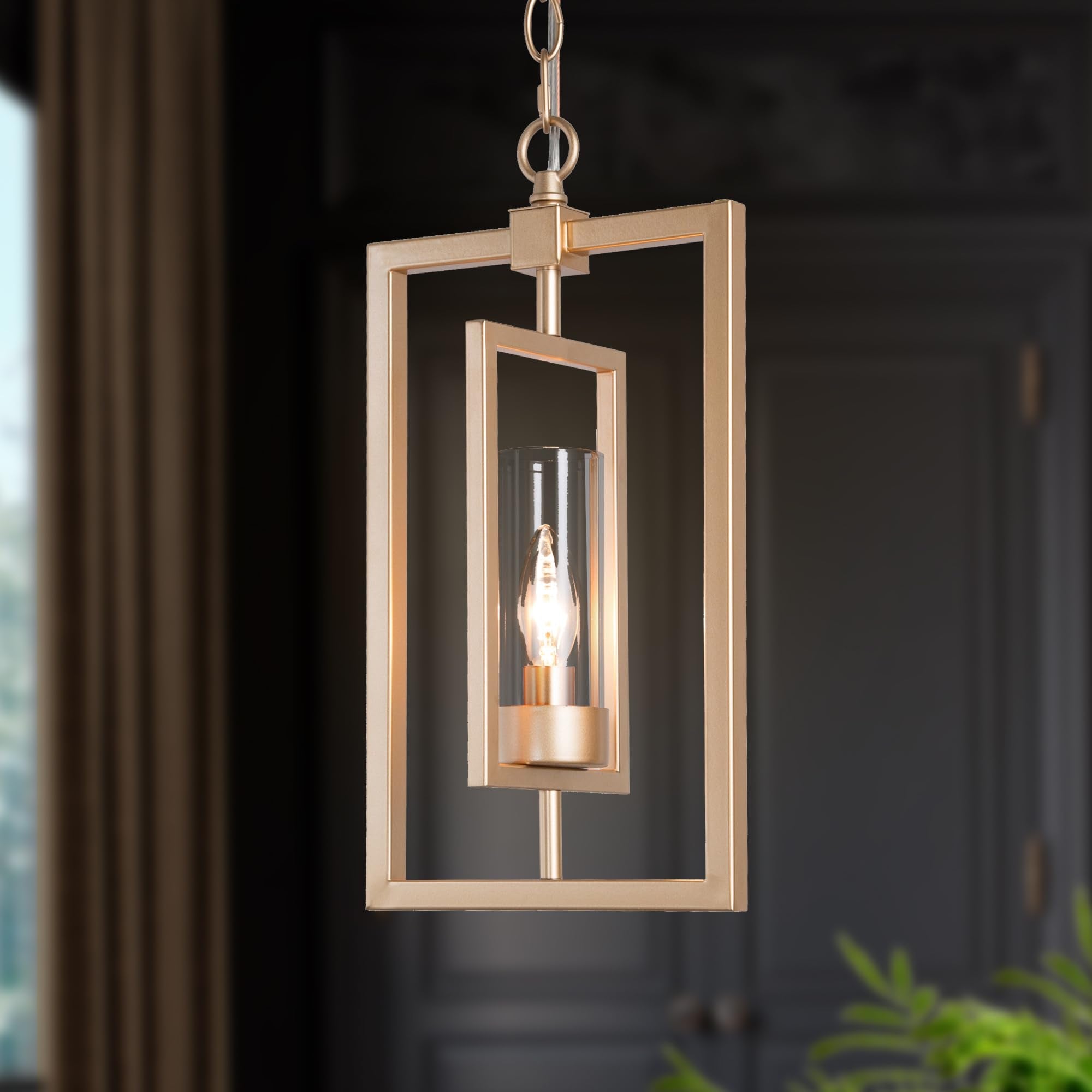 Gold Chandelier, Pendant Lighting for Kitchen Island with Adjustable Framework, W12 xH20.4