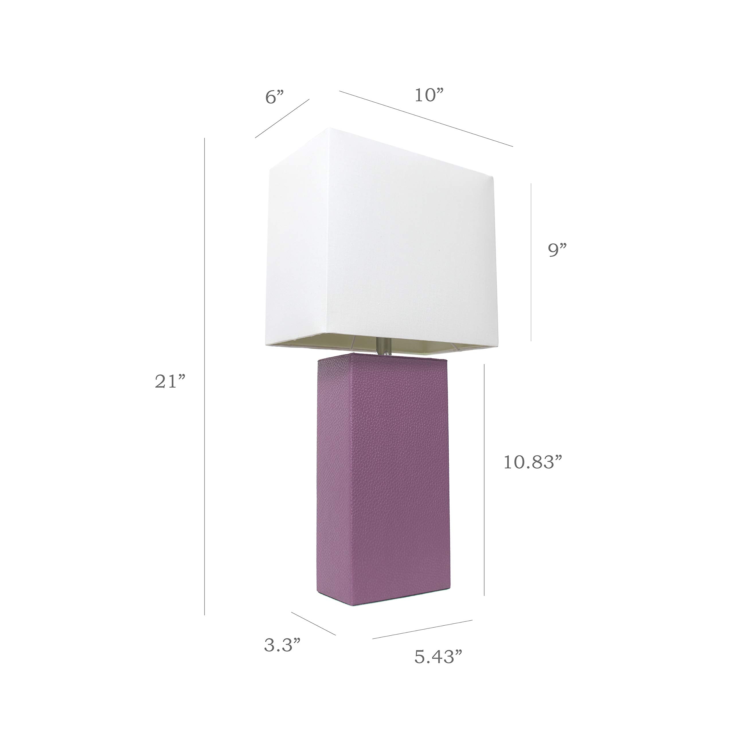 Modern Leather Table Lamp with White Fabric Shade, Gray (Pack of 1)