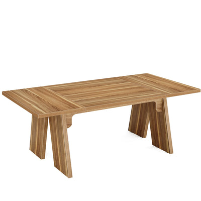 Mesa de comedor de madera Mottre de 71" | Mesa de cocina de estilo rústico marrón para 6 personas