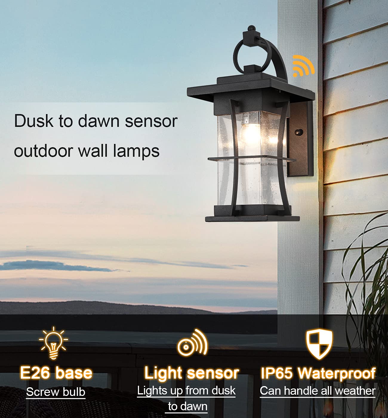 Oil Rubbed Bronze Outdoor Light Sconces Wall Mount Matte Brown Outdoor Wall Lamp Large Exterior Porch Wall Lantern with Seeded Glass 15" Outside Lights for House, Front Door, Patio, Backyard