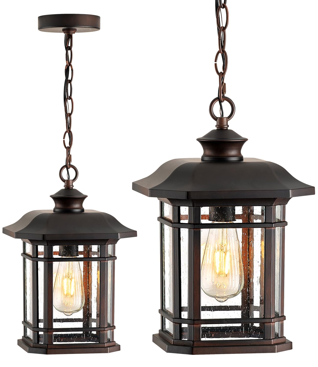 Outdoor Pendant Light, Brown Outdoor Chandelier Sconce, Oil Rubbed Bronze Porch Lights Outdoor Ceiling, Waterproof Hanging Outdoor Lights for House, Patio, Garden, Anti-Rust, 100% Aluminum