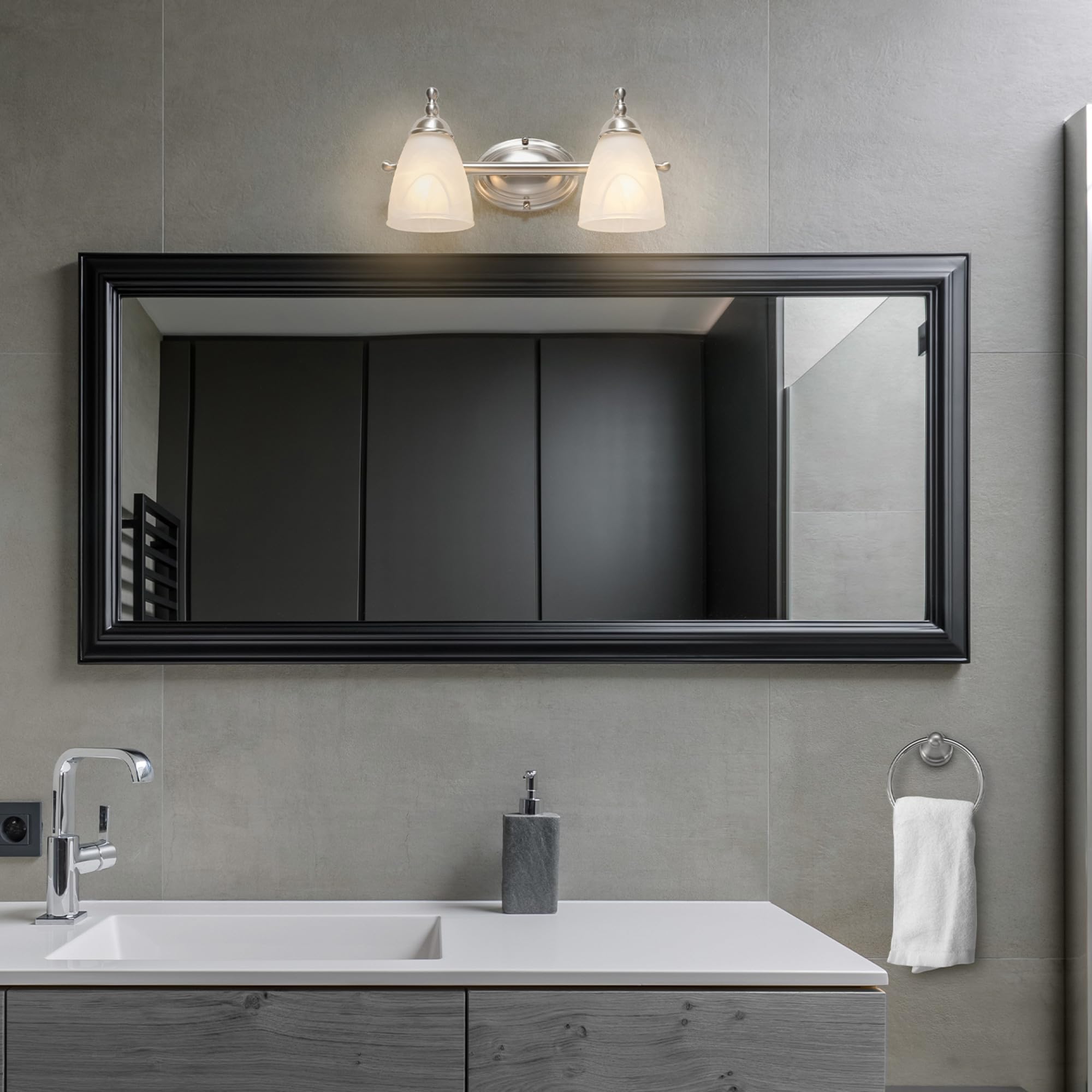 3-Light Vanity All-in-One Bathroom Set, 5 Piece Brushed Steel Finish, 70, Bulb Not Included