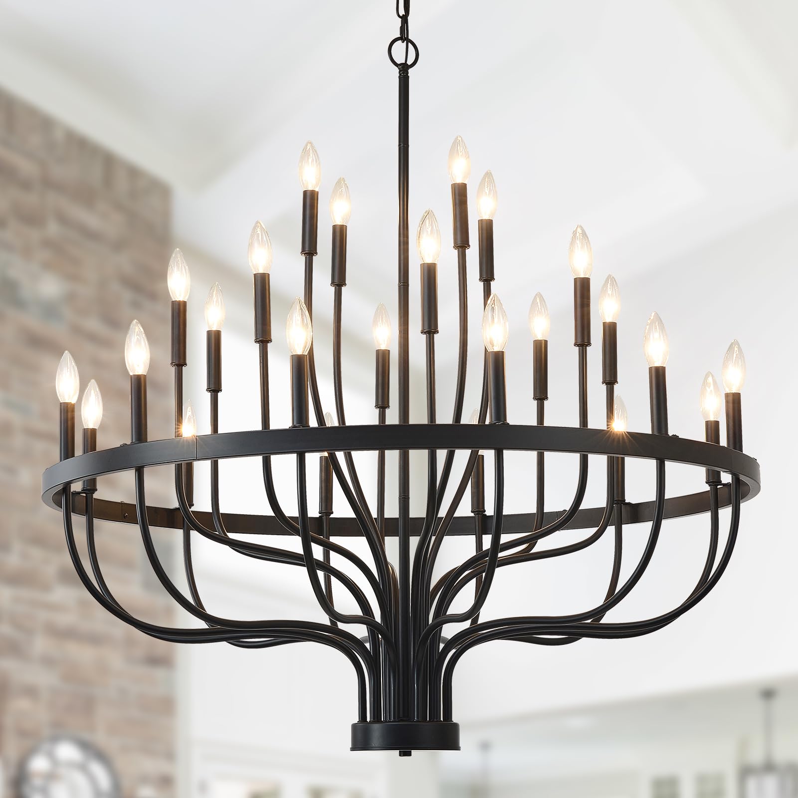 Gold Chandeliers, 6-Light Metal Candle Farmhouse Chandeliers, Rustic Industrial Modern Chandeliers Lighting Fixtures Hanging for Living Room, Kitchen, Bedroom, Dining Room(Bulbs are not Included)