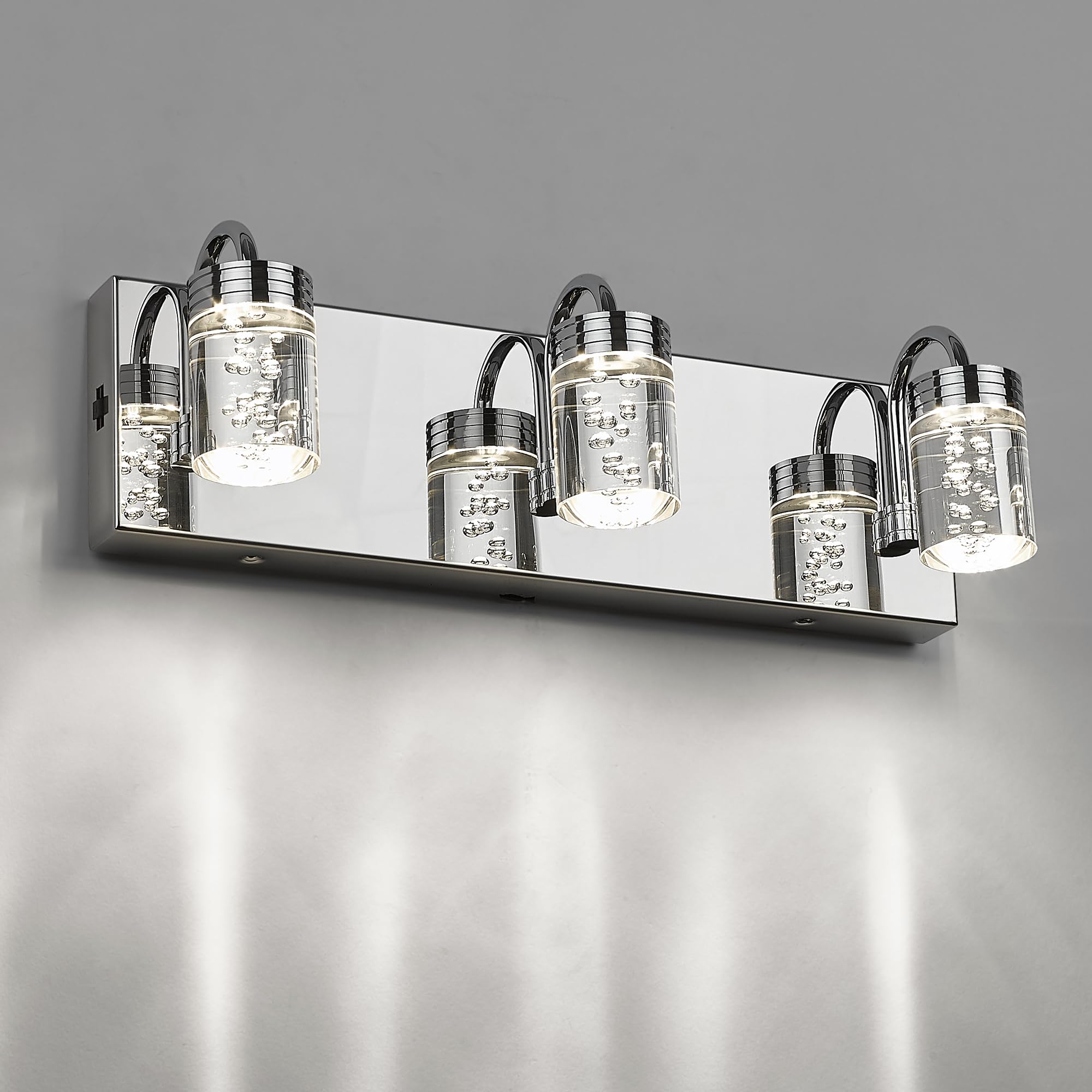 4 Lights Dimmable Crystal LED Vanity Light, Modern Matte Black Bathroom Light Fixtures 16W 3000/4000/5000K, LMS-193