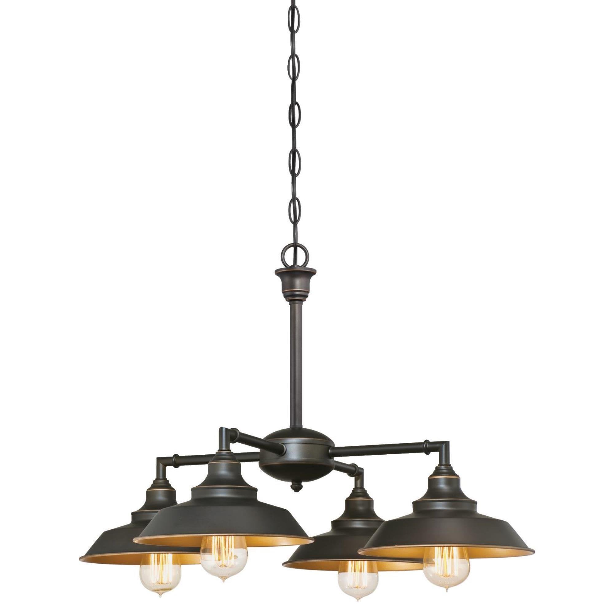 Four-Light Indoor Iron Hill Chandelier, 4, Oil Rubbed Bronze with Highlights