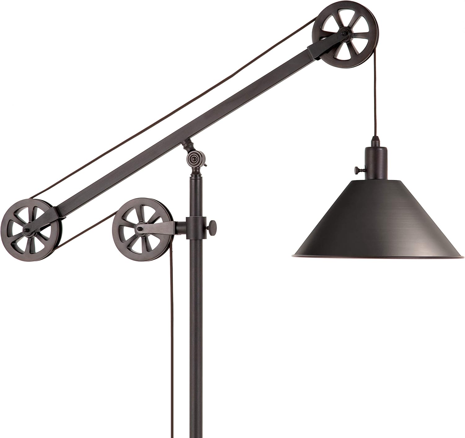 Floor Lamp with Metal Shade in Blackened Bronze/Blackened Bronze, Floor Lamp for Home Office, Bedroom, Living Room