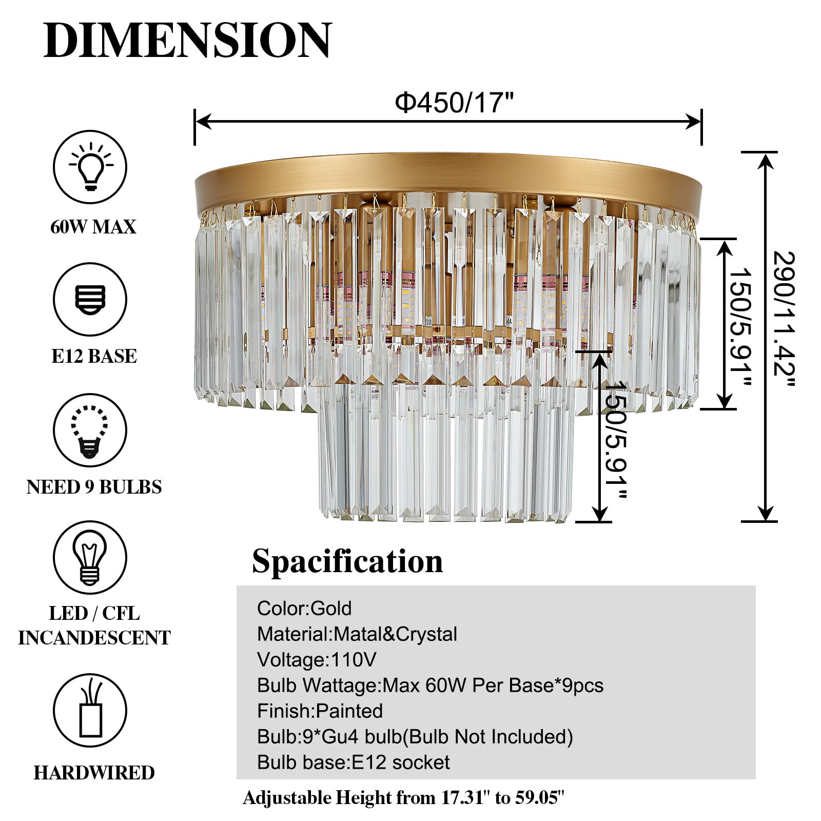 Gold Crystal Pendant Light Mini Modern Luxury Crystal Pendant Light Perfect for Dining Room, Bedroom, Kitchen, Living Room 3-Pack